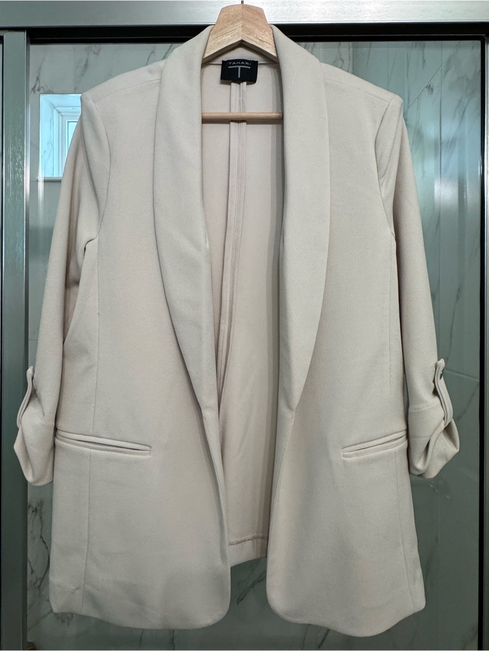 Tahari Women’s Cream Open-Front Blazer Jacket